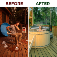 PEWSHTUB Pine Hot Tub and Ice Bath 4-5 Person with Wood-Fired Heater — Before & After