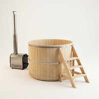 PEWSHTUB Pine Hot Tub and Ice Bath 4-5 Person with Wood-Fired Heater — Studio Shot